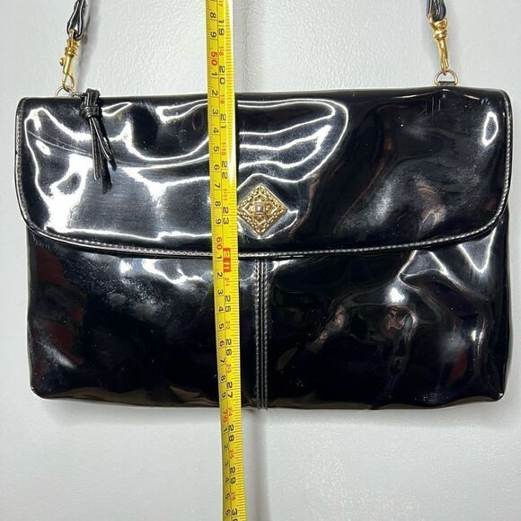 Amanda Smith, Vintage Patent Leather Crossbody Evening Bag Convertible Clutch - Picture 2 of 11